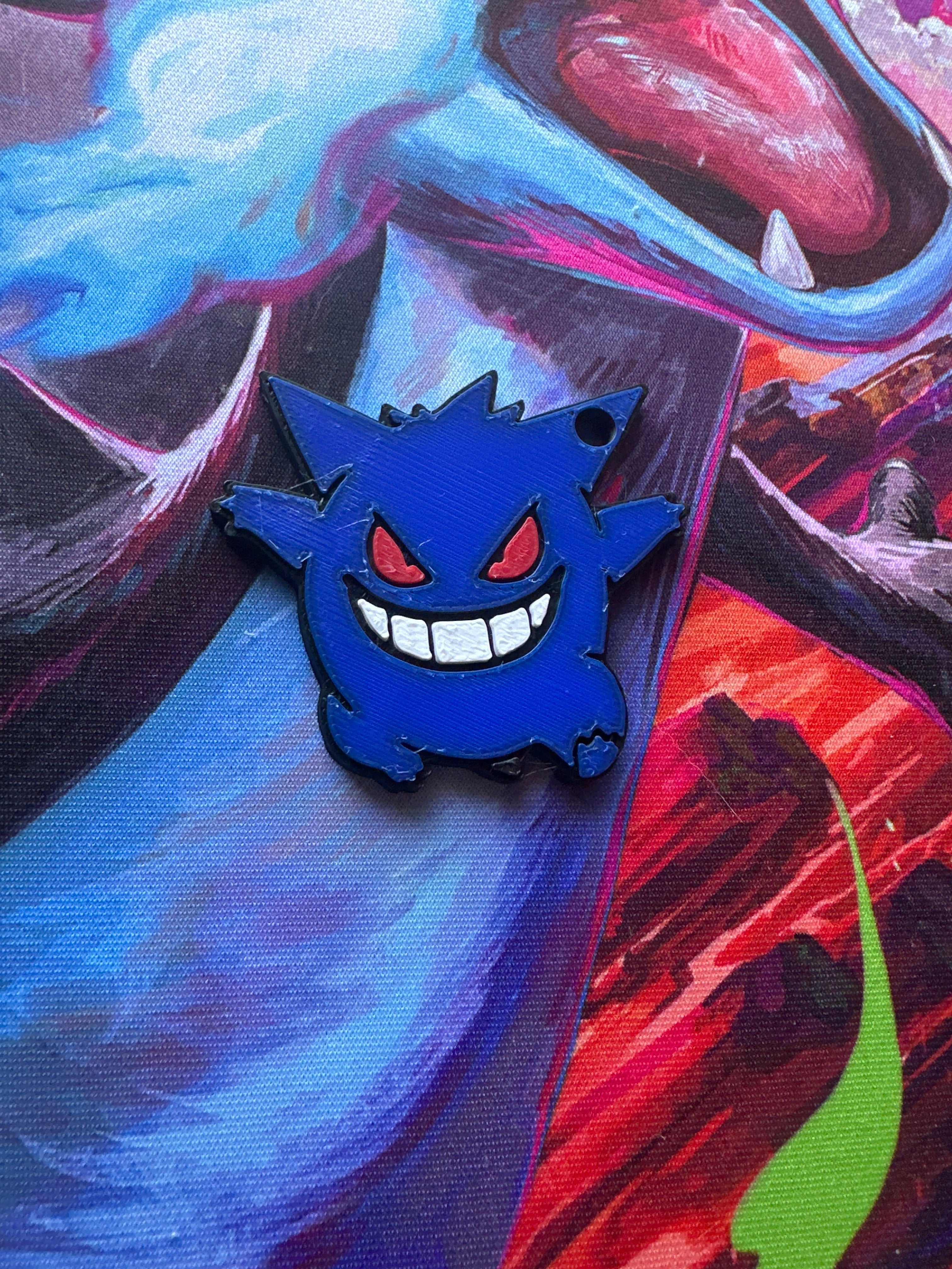 Unofficial Gengar-Inspired 3D Printed Keychain | Ghost Monster Backpack Charm | Handmade Collectible Gift