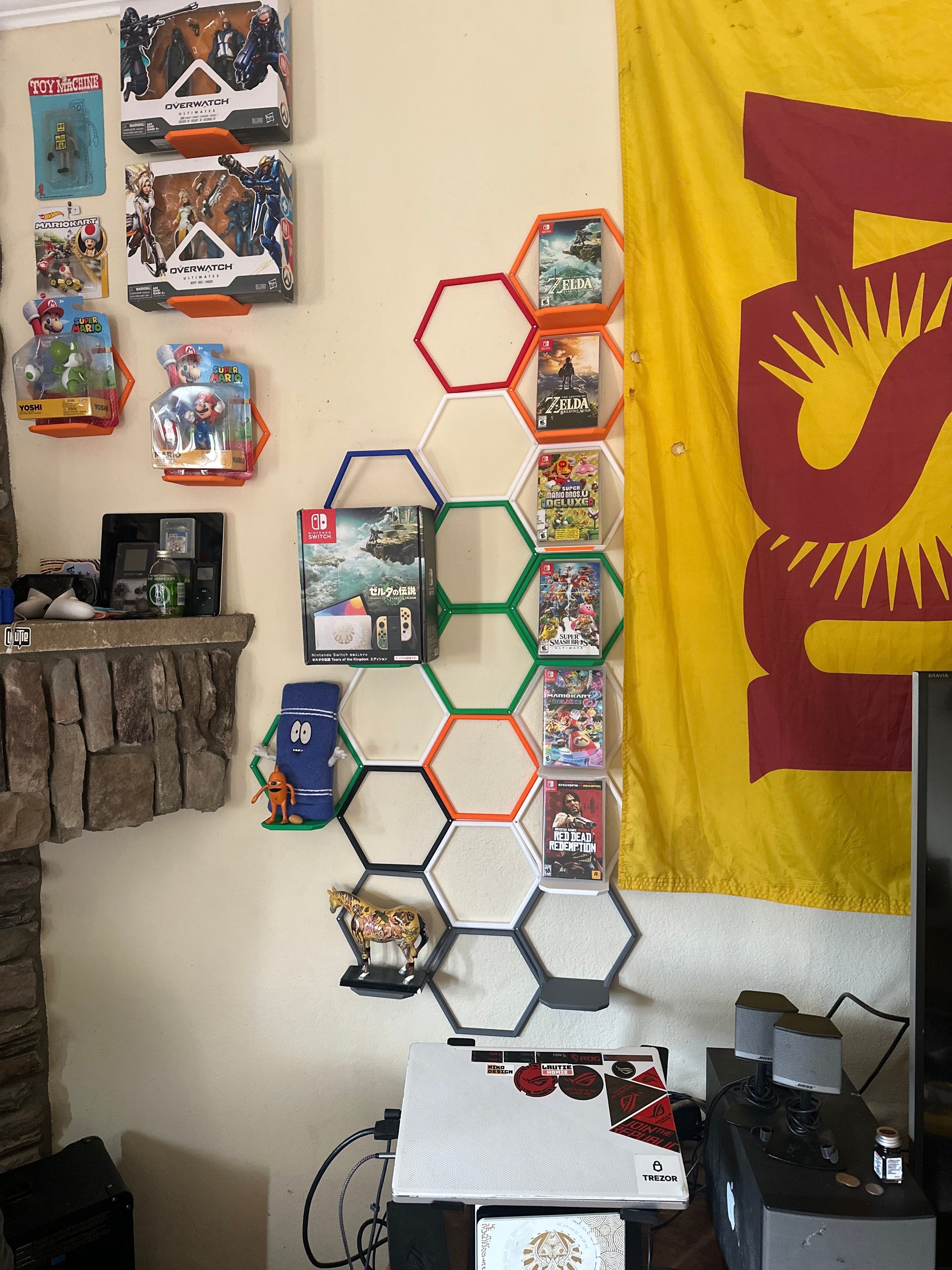 Title  Hexagon Wall Mounted Display Shelves Set | 3D Printed Honeycomb Shelves for Collectibles (20 Pack)