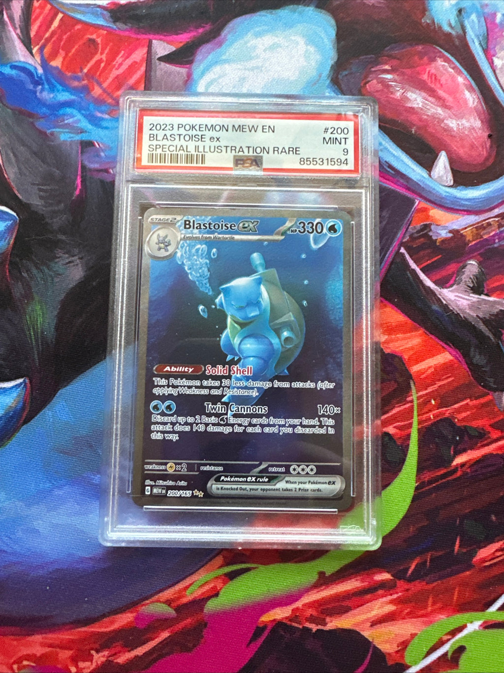 Blastoise ex 200/165 Sv: Scarlet & Violet 151 Holo PSA 9(Slab Guard Included!)